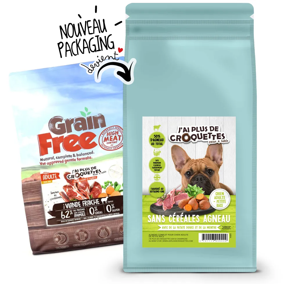 Chien adulte petite race - Agneau et Patates douces (2 kg) - J'ai plus de croquettes