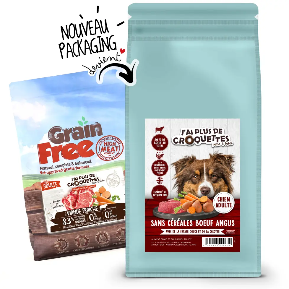 [11936_21606] Chien adulte toutes races - Bœuf Angus, Patates douces, Carottes (2 kg) - J'ai plus de croquettes