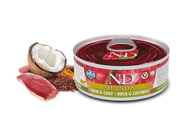 Chat Adulte boîte quinoa canard & noix de coco (80 g) - Farmina
