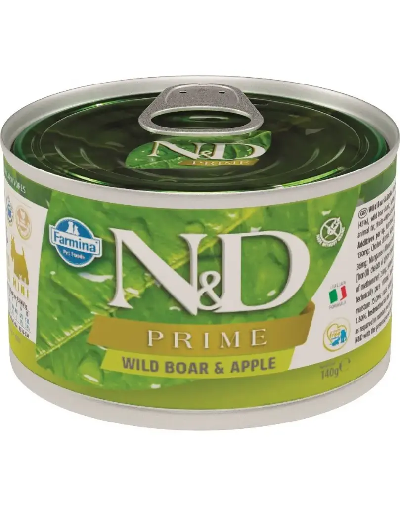 Chien adulte mini boîte prime sanglier & pomme (140 g) - Farmina