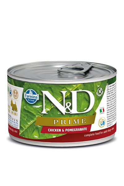 Chien adulte mini boîte prime poulet & grenade (140 g) - Farmina