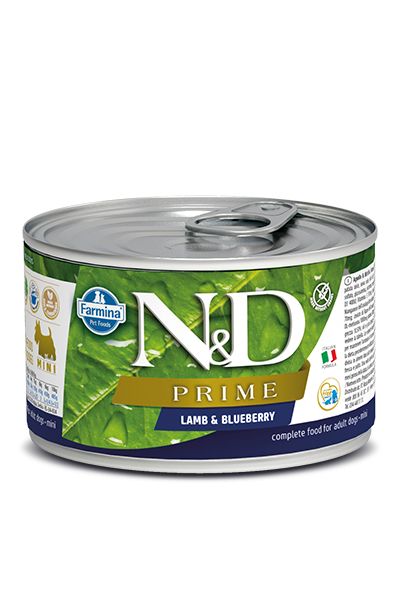 Chien adulte mini boîte prime agneau & myrtille (140 g) - Farmina