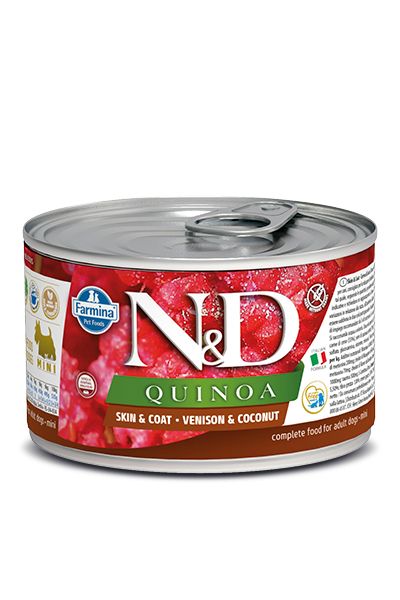 Chien adulte mini boîte quinoa cerf & noix de coco (140 g) - Farmina