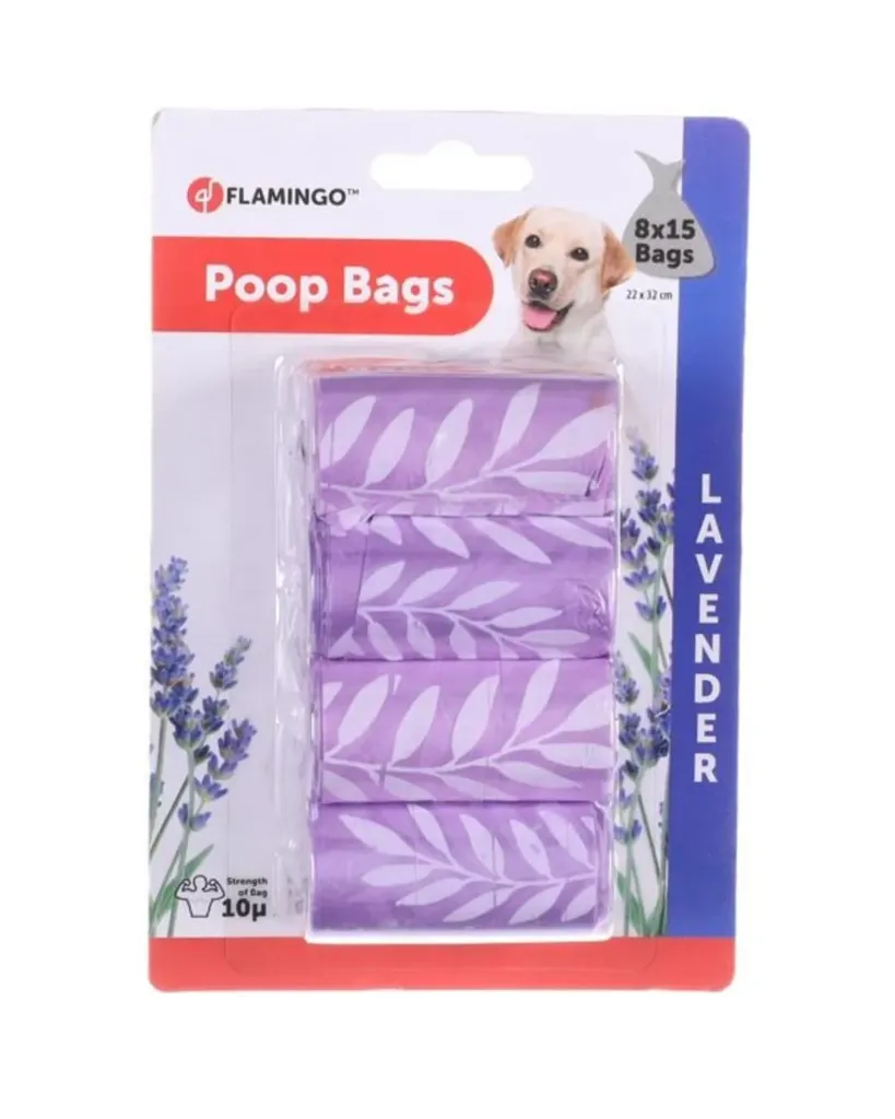 [12459_22294] Sacs ramasse crottes lavande (8 x 15 sacs) - Flamingo