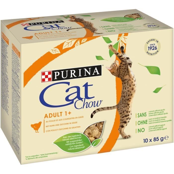 Cat chow adult en gelée au poulet et courgettes (10 sachets 85 g) - Pro Plan