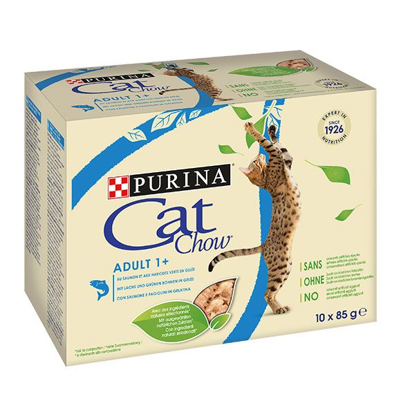 Cat chow adult en gelée au saumon et haricots verts (10 sachets 85 g) - Pro Plan