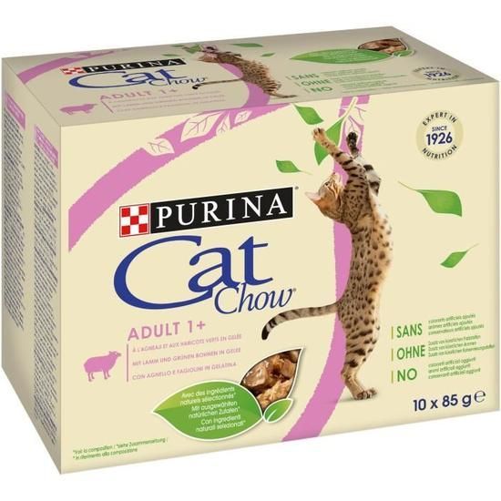 Cat chow adult en gelée à l'agneau et haricots verts (10 sachets 85 g) - Pro Plan