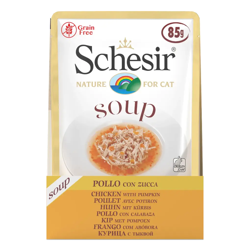 Sachet fraîcheur pour chat "Soup" - Poulet et Potiron (85 g) - Schesir