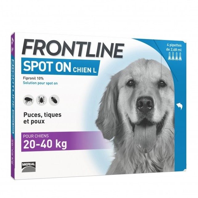 "Frontline Spot On" chien 20-40 kg (6 pipettes) - Merial