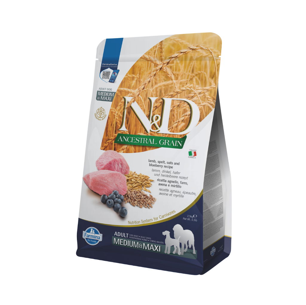 Agneau & Myrtille Ancestral Grain chien medium & maxi (2.5 kg) - Farmina