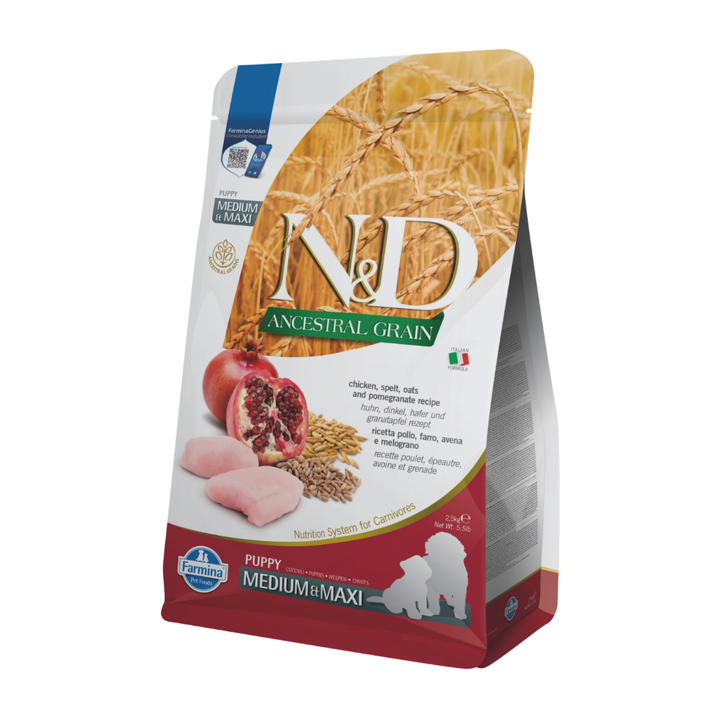 [13012_23545] Poulet & Grenade Ancestral Grain chiot medium et maxi (2.5 kg) - Farmina