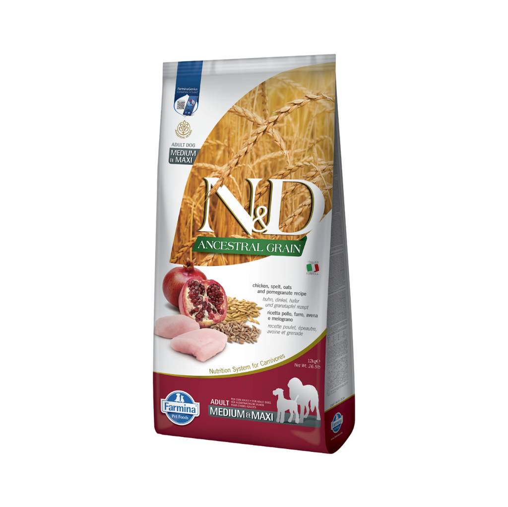Poulet & Grenade Ancestral Grain chien adulte medium & maxi (12 kg) - Farmina