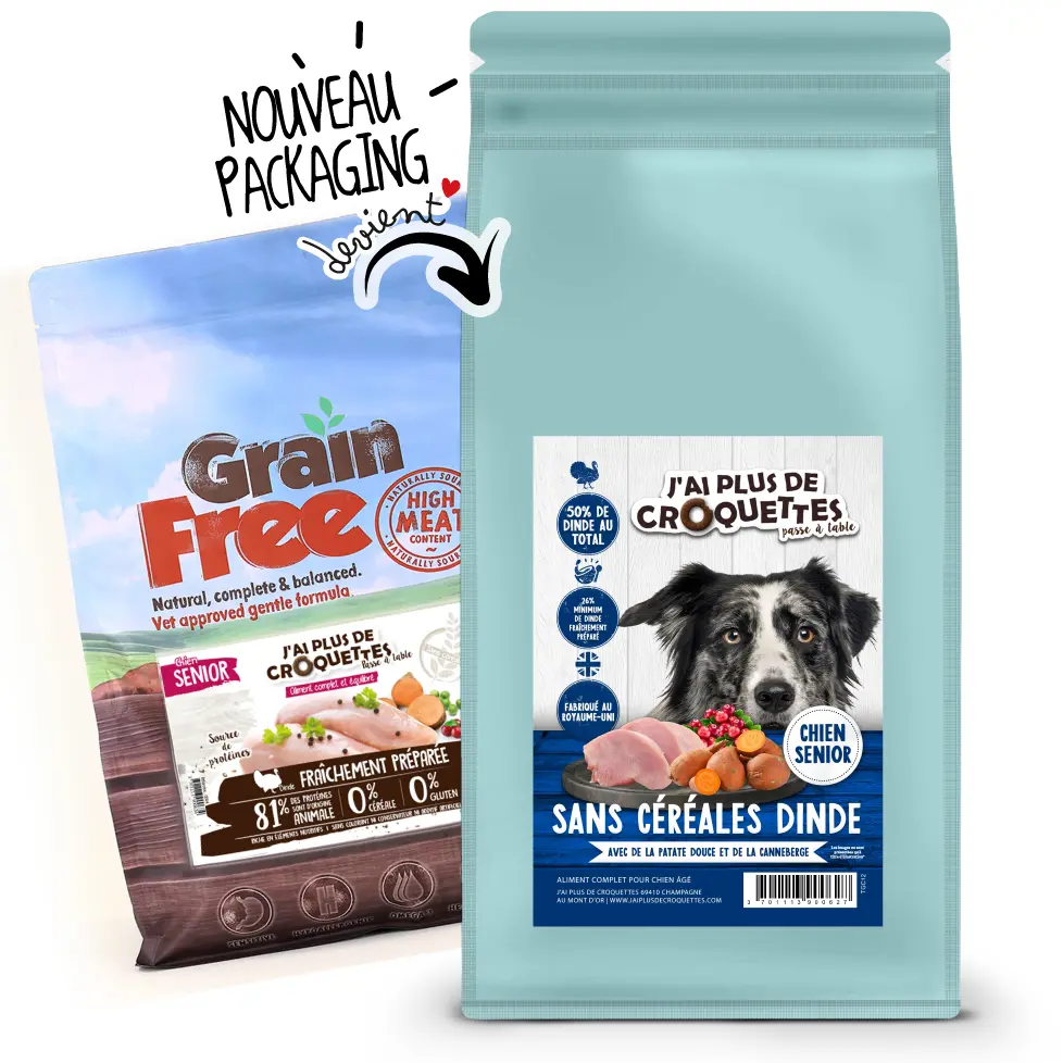 Chien Senior - Dinde, Patates douces et Canneberge (2 kg) - J'ai plus de croquettes