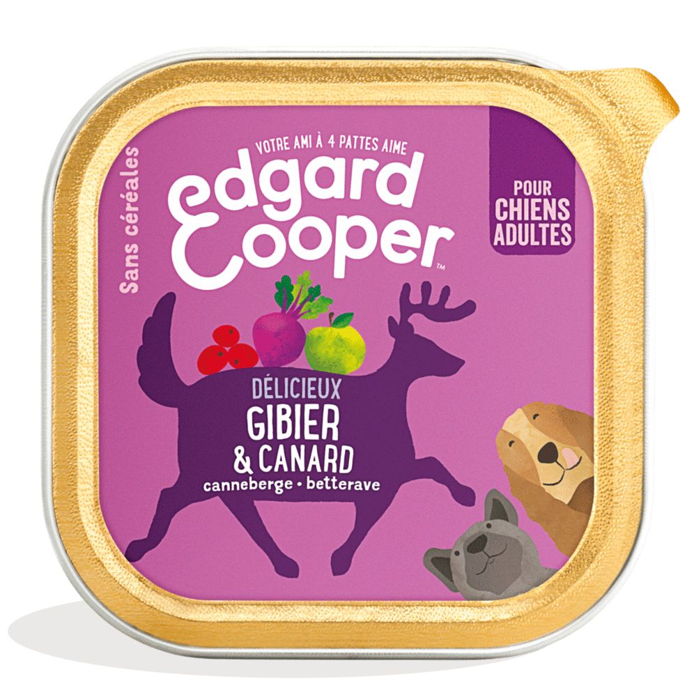Barquette au gibier et canard sans céréales pour chien adulte (300 g) - Edgard & Cooper