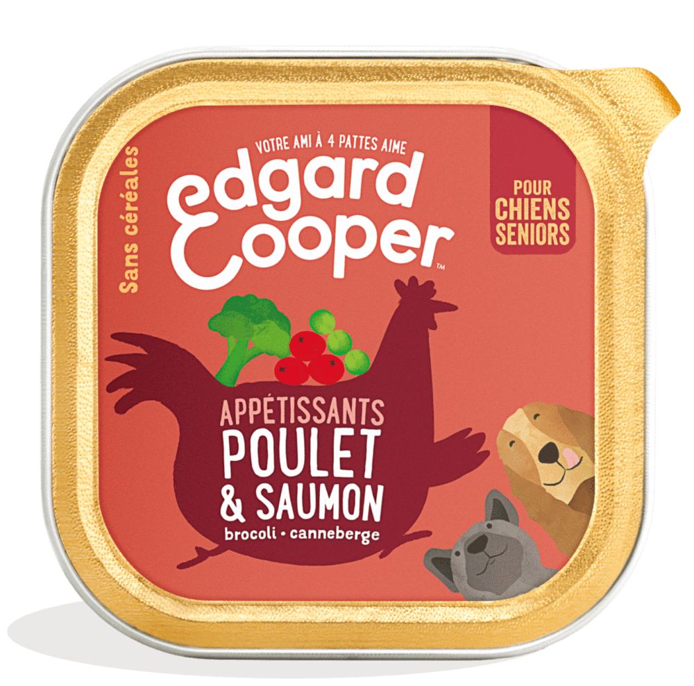 [13227] Barquette pour chien senior "Appétissants poulet & saumon" sans céréales (150 g) - Edgard & Cooper