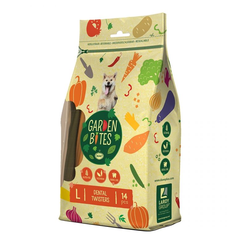 Dental twisters "Garden Bites" en sachet (L) - Duvo +