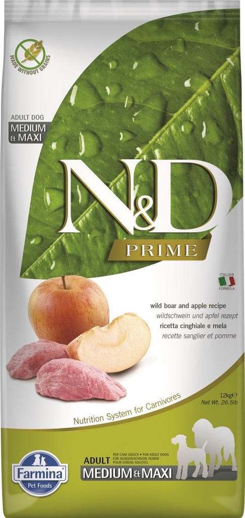 Sanglier & Pomme "Prime" Adulte Medium et Maxi (2.5 kg) - Farmina