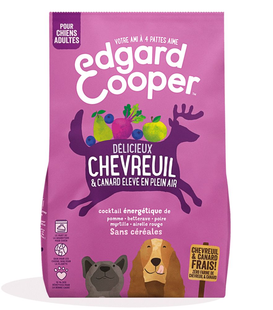 Croquettes chien adulte "Délicieux chevreuil et canard" sans céréales (2.5 kg) - Edgard & Cooper
