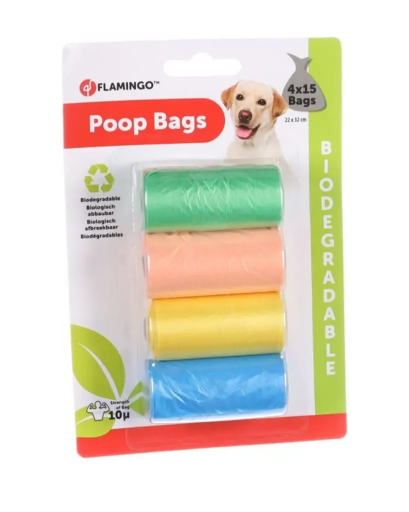[13642] Sacs ramasse crottes biodégradables (x 4) - Flamingo