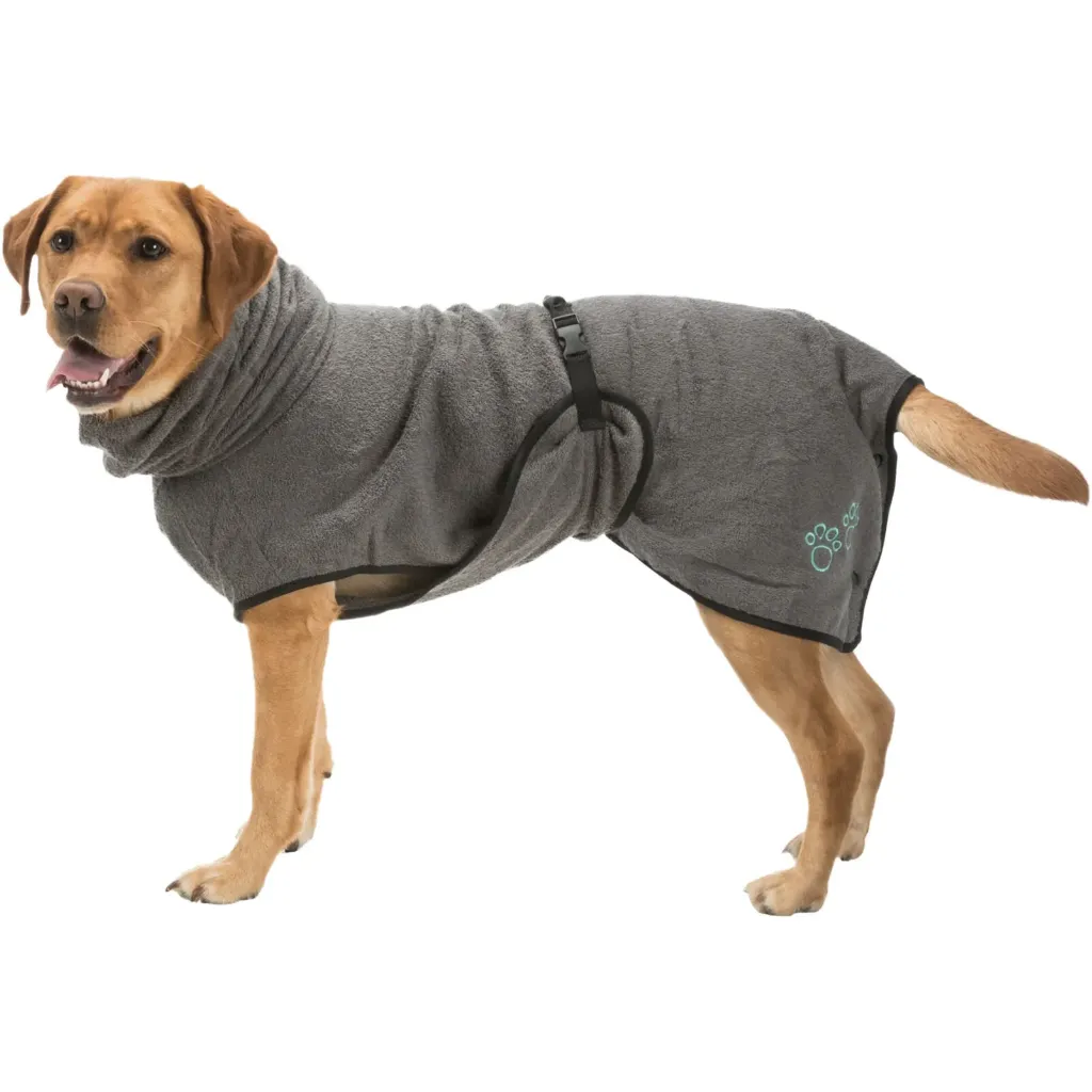 [13671_24783] Peignoir de bain pour chien gris (S : 40 cm) - Trixie