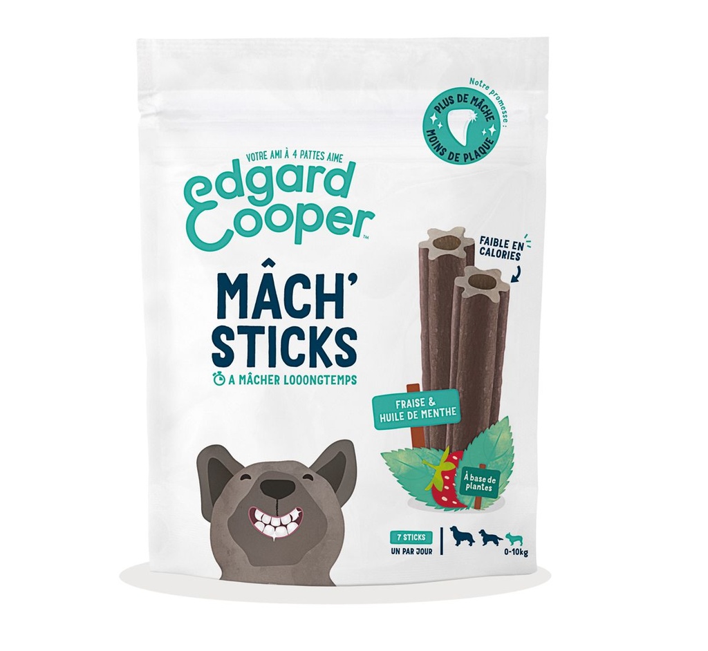 Mâch'sticks menthe & fraise 0 et 10 kg (105 g) - Edgard & Cooper