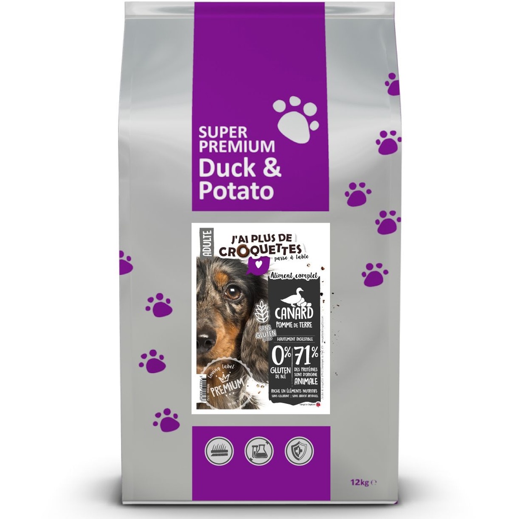 Chien adulte toutes races - Canard et Pomme de terre (2 kg) - J'ai plus de croquettes