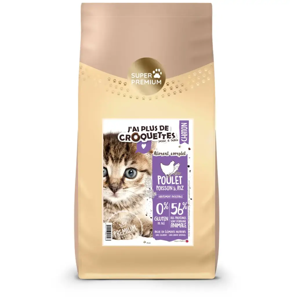 Chaton toutes races - Poulet, Poisson et Riz (2 kg) - J'ai plus de croquettes