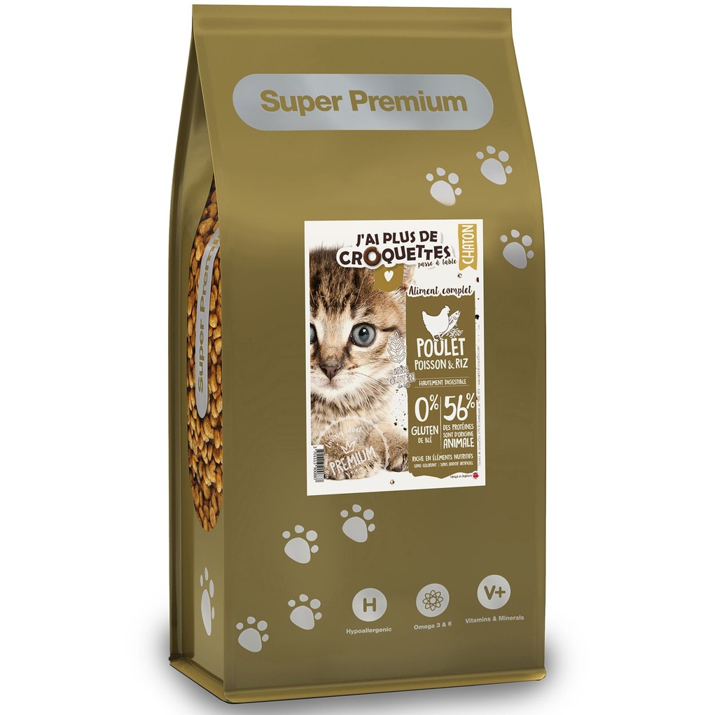 Chaton toutes races - Recette "Poulet, Poisson et riz" (2 kg) - J'ai plus de croquettes