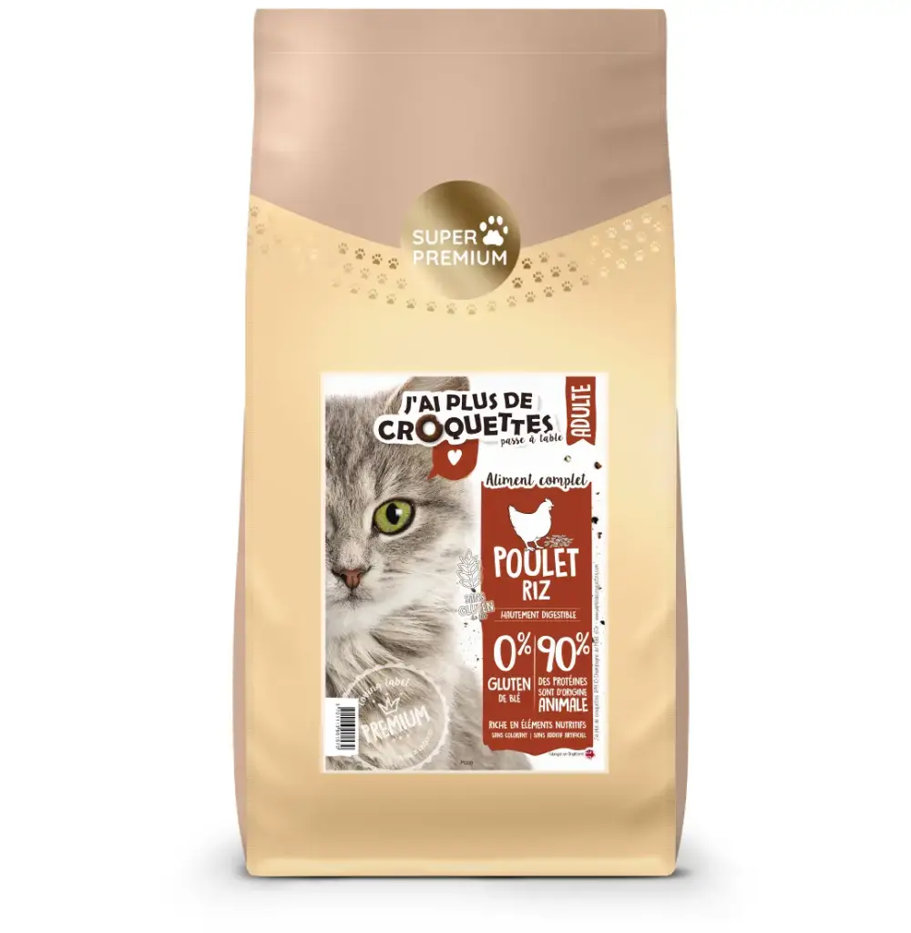Chat adulte toutes races - Poulet et Riz (2 kg) - J'ai plus de croquettes