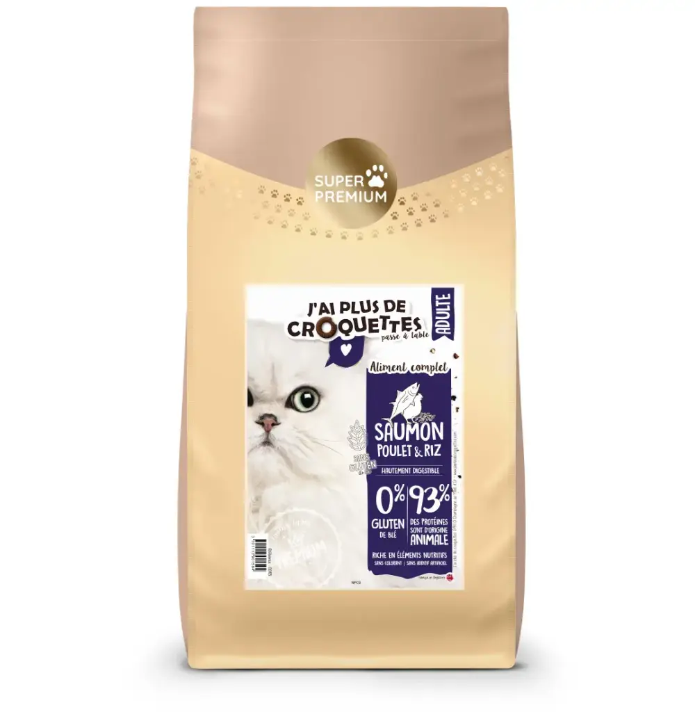 Chat adulte toutes races - Saumon, Poulet et Riz (6 kg) - J'ai plus de croquettes