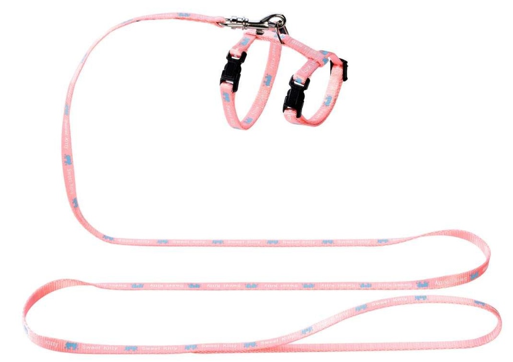 Harnais chat "Sweety kitty" rose en nylon - Hunter
