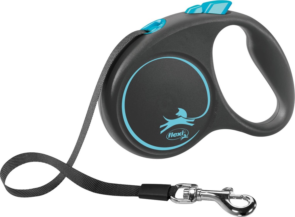Laisse sangle "Black Design" - Bleu (S) - Flexi