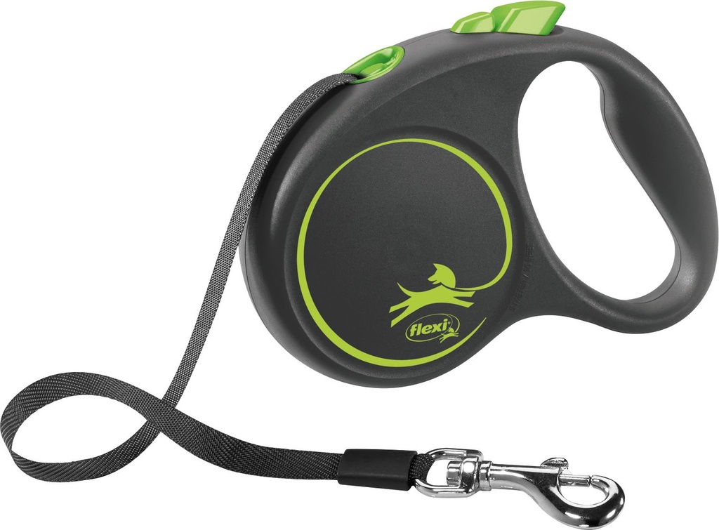 Laisse sangle "Black Design" - Vert (S) - Flexi