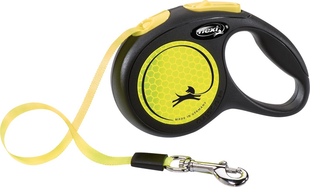 Laisse sangle "Flexi New Neon" jaune fluo (XS) - Flexi