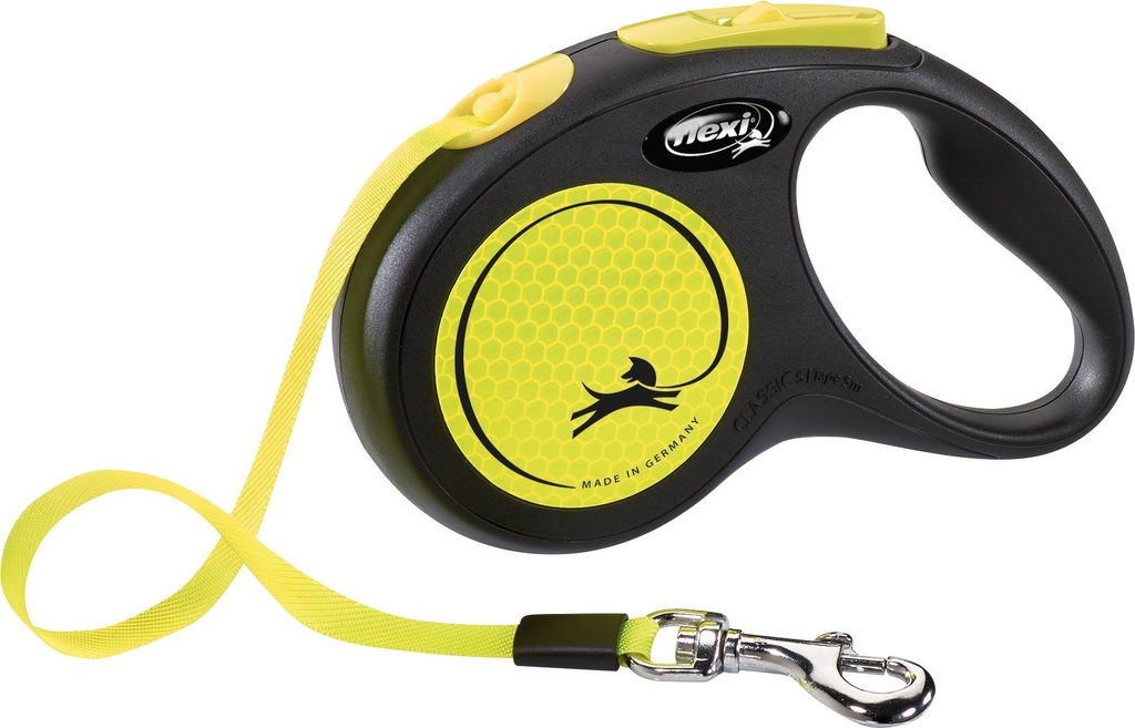 [13896_25228] Laisse sangle "Flexi New Neon" jaune fluo (S) - Flexi