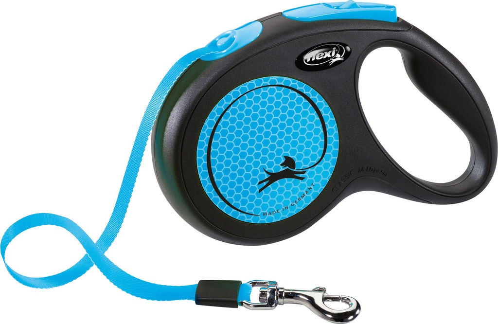 Laisse sangle "Flexi New Neon" bleu fluo (M) - Flexi