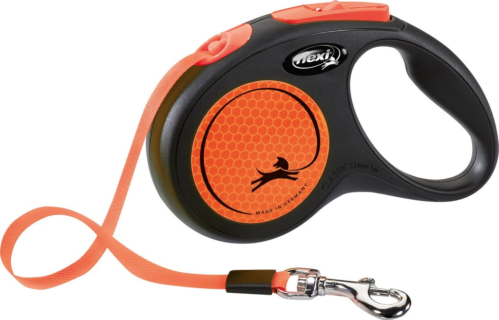 Laisse sangle "Flexi New Neon" orange fluo (S) - Flexi