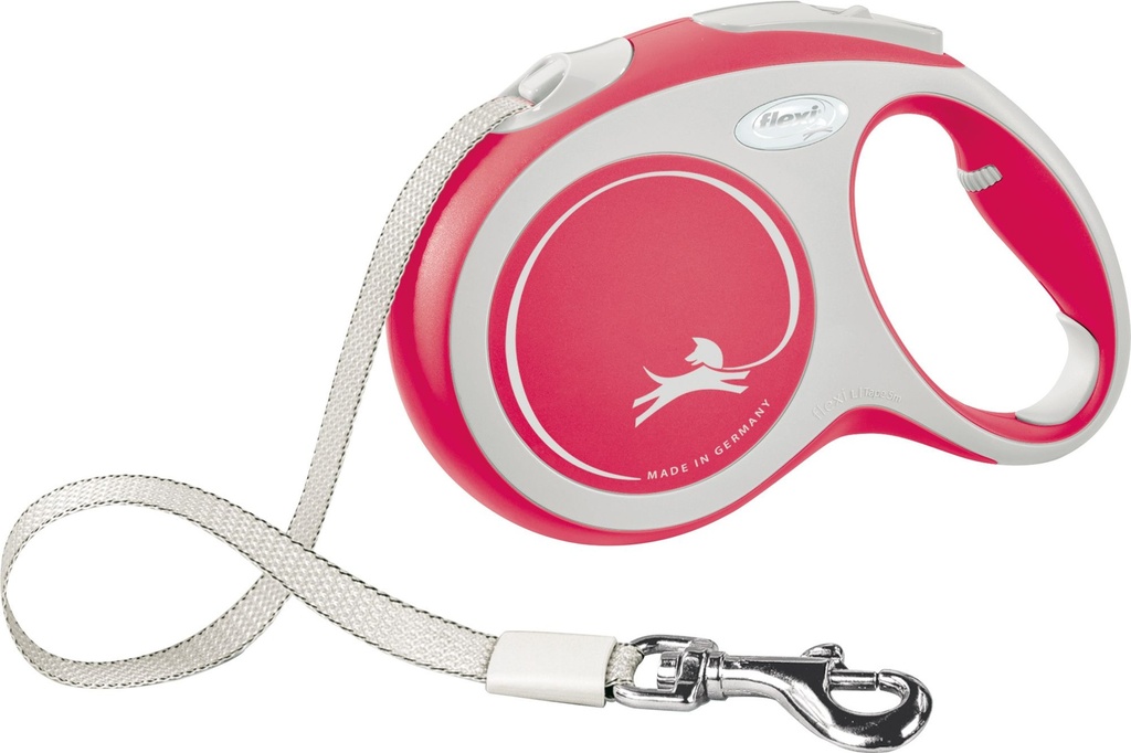Laisse sangle "New Comfort" rouge et gris (L 5m) - Flexi