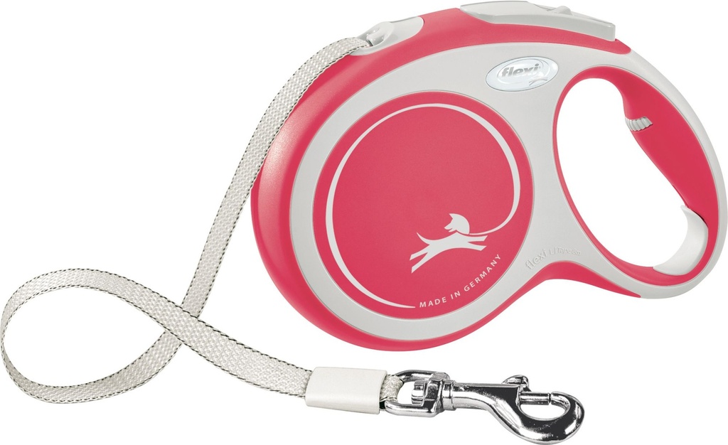 [13904_25248] Laisse sangle "New Comfort" rouge et gris (L 8m) - Flexi