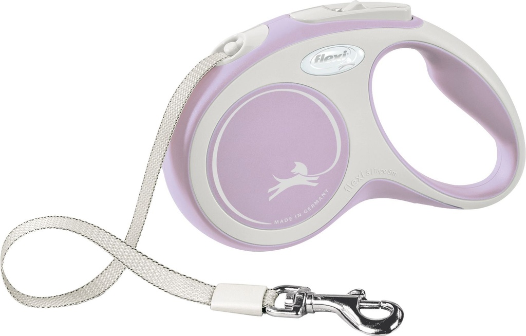 Laisse sangle "New Comfort" rose et blanc (S) - Flexi