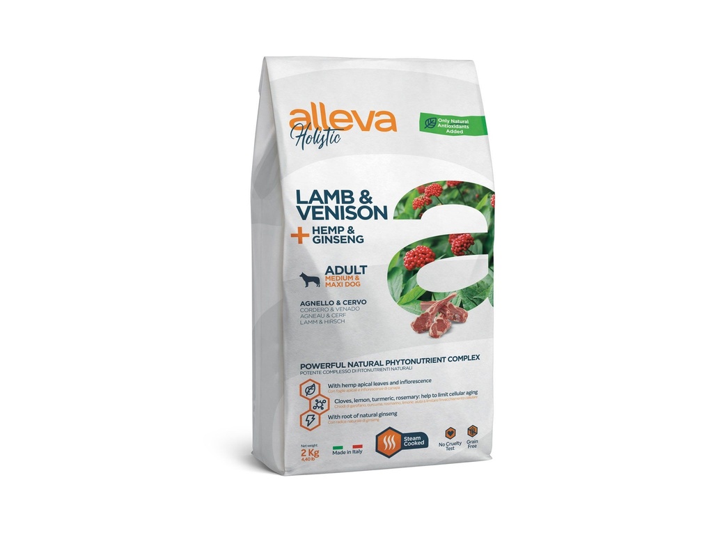 Adulte Medium et Maxi Agneau et Cerf "Alleva Holistic" (2 kg) - Alleva