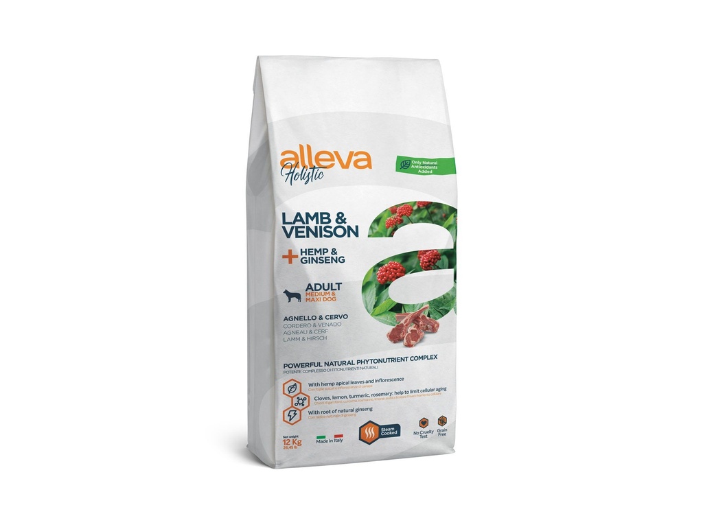 Adulte Medium et Maxi Agneau et Cerf "Alleva Holistic" (12 kg) - Alleva