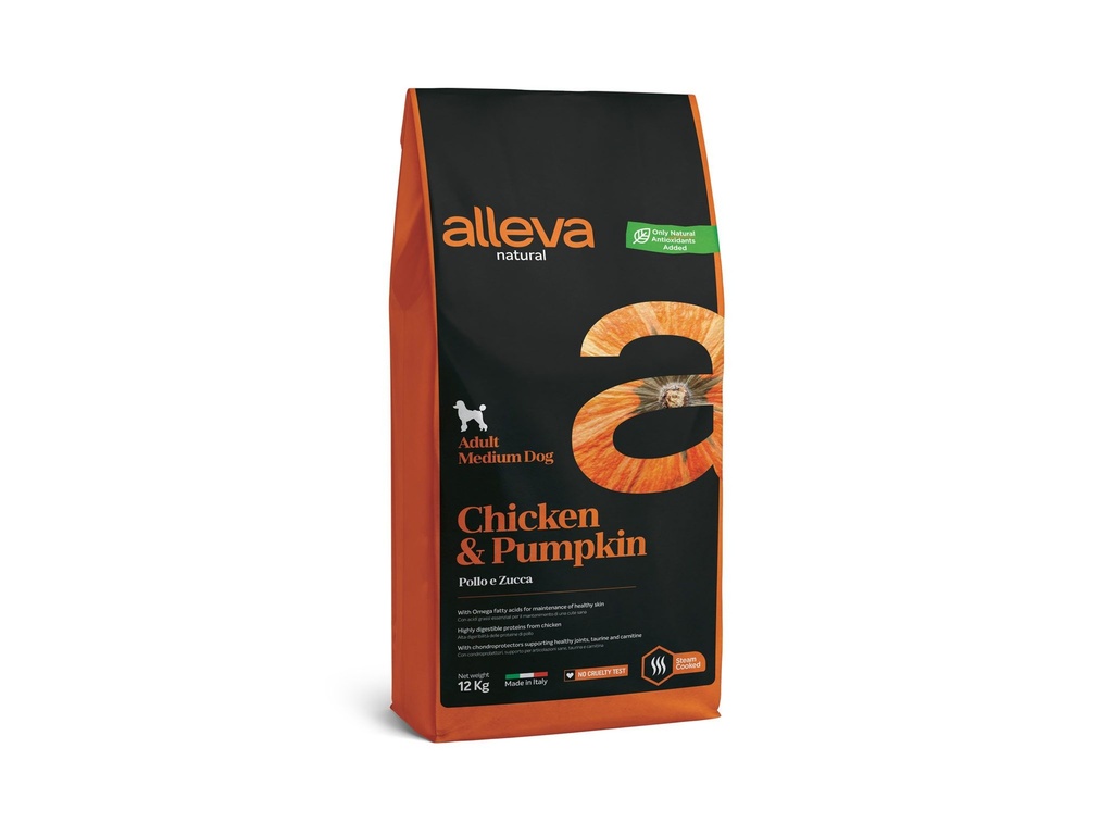 Adult Medium "Alleva Natural" Poulet et Potiron (12 kg) - Alleva