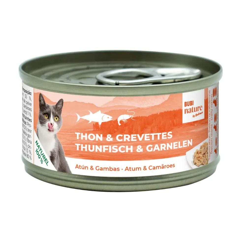 Boîte chat Bubi Nature Thon avec crevettes (70 g) - Bubimex