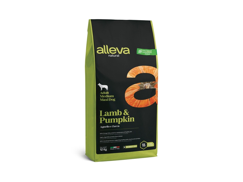 Adult Medium et Maxi "Alleva Natural" Agneau et Potiron (12 kg) - Alleva