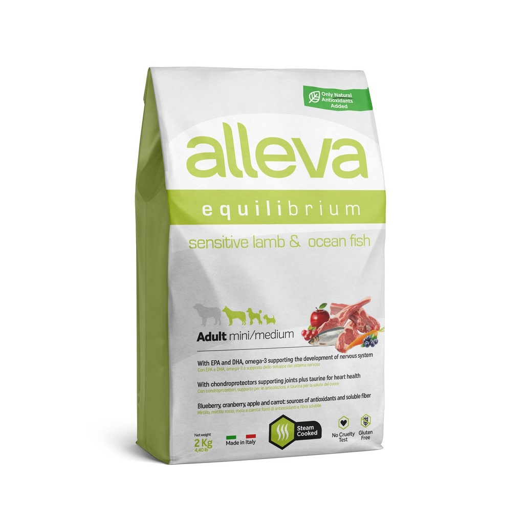 Adulte Mini/Médium "Equilibrium Sensitive" Agneau et Poisson (2 kg) - Alleva