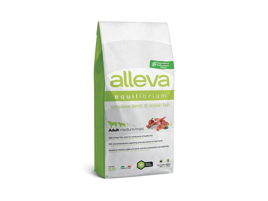Adulte Médium/Maxi "Equilibrium Sensitive" Agneau et Poisson (12 kg) - Alleva