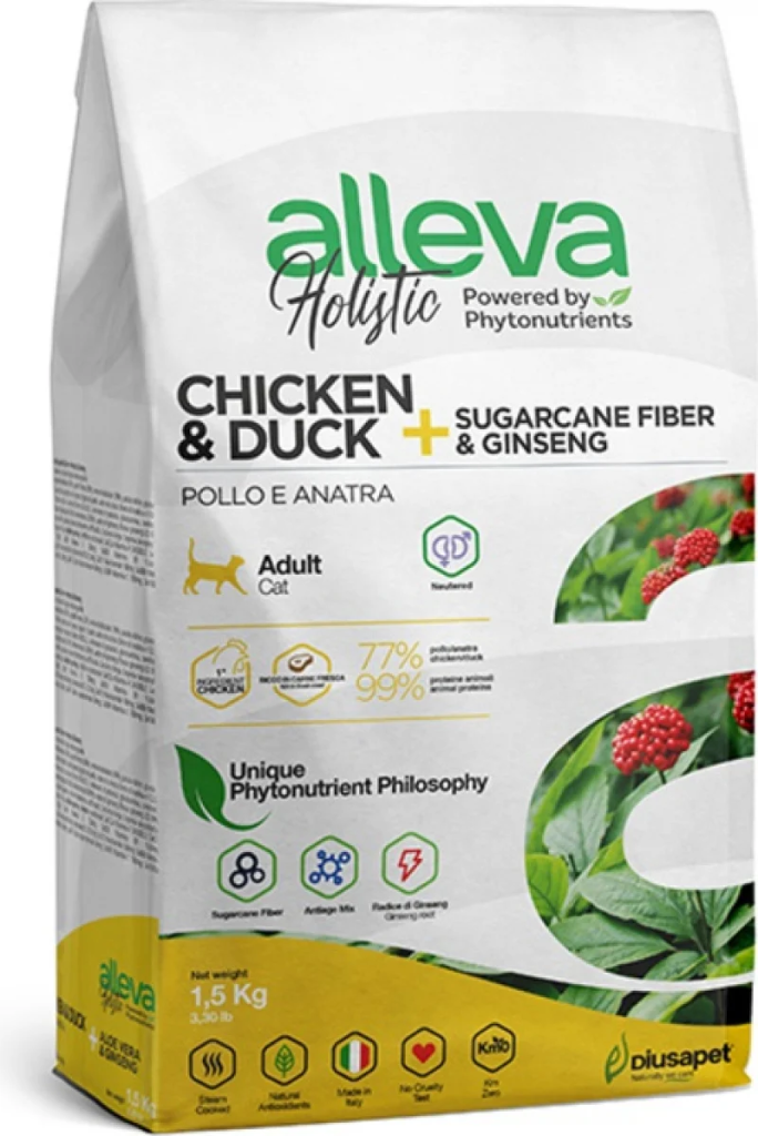 Chat Adulte Canard et Poulet "Alleva Holistic" (1.5 kg) - Alleva