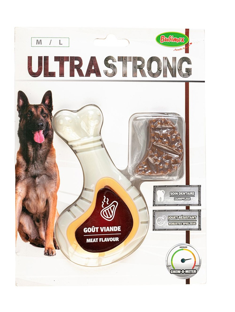 Jouet os à mâcher côtelette "Ultra Strong" (M/L) - Bubimex