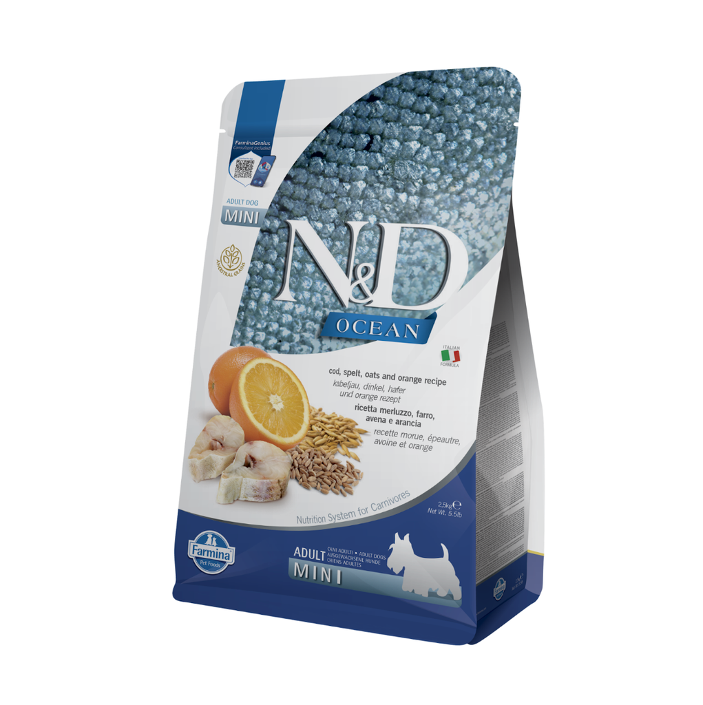 Océan Morue, Épeautre, Avoine & Orange Chien Mini (2.5 kg) - Farmina